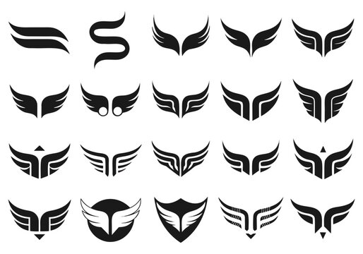 Set of Twenty Five Eagle Heraldic Shield Emblems and Sport Logos.
