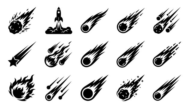 Collection of meteor and comet icons