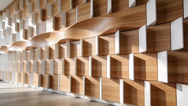 Modern parametric wooden acoustic wall panel texture suitable for interior architecture background website banner presentation cover home design render and decorative cover art