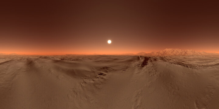 Red planet environment map simulating Martian landscape