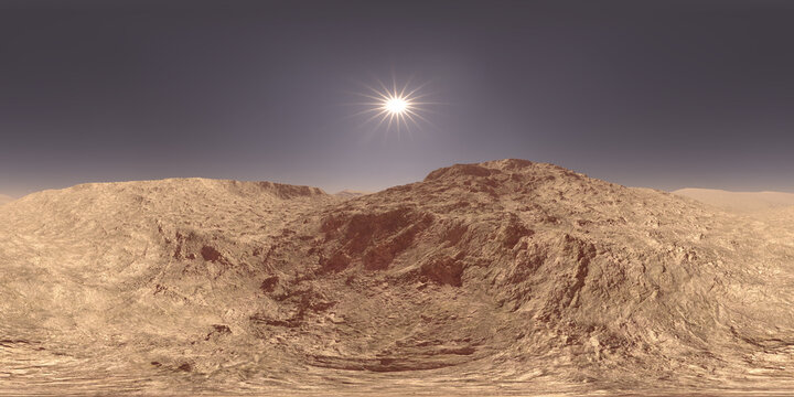 Environment map with daylight sun over Mars landscape