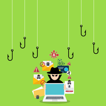 Cybercrime and Internet Security Concept with Criminal Hacker Targeting Computer