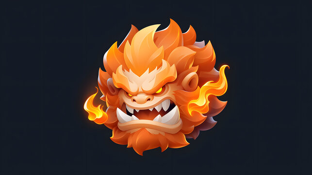3D Fierce Fire Monster Head Mascot Computer Virus Logo Character