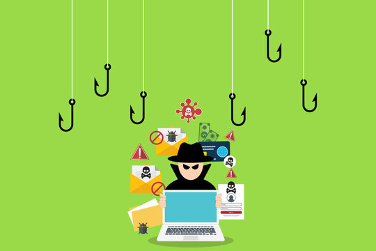 Account Hacking and Password Theft Concept with Cybercriminal and Laptop