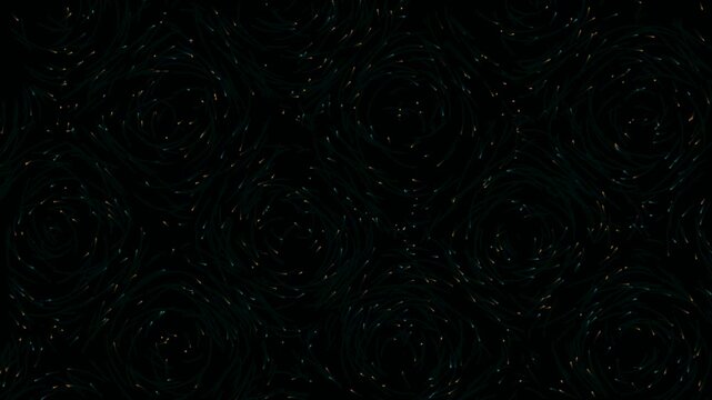 Abstract dark background with tiny glowing particles and scattered dust grain texture effect