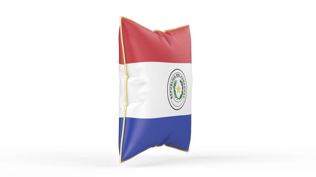 Pillow with the flag of Paraguay on white background