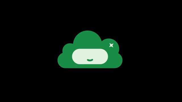 Cute Green AI Cloud Robot Mascot Animation