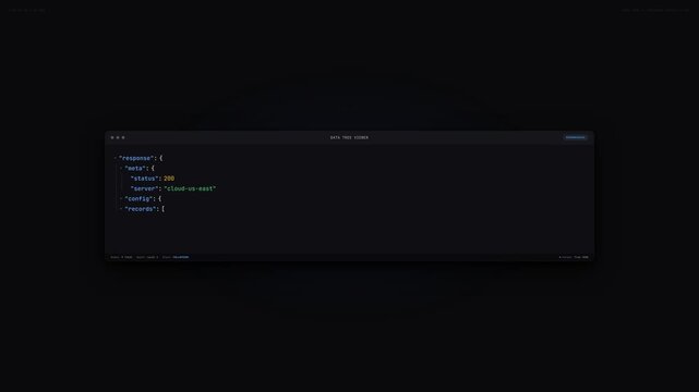 Hierarchical JSON Data Tree Expand Collapse Animation 4K