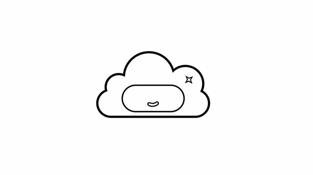 Cute AI Cloud Robot Mascot Line Art Animation
