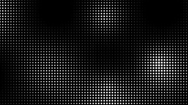 Abstract black and white halftone dot pattern background with geometric grid texture