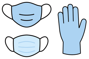 mask, medical gloves