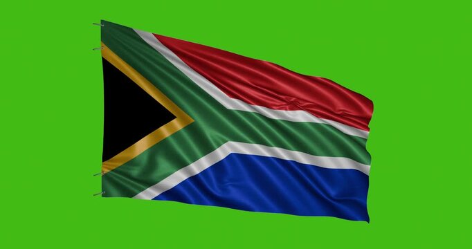 South Africa flag waving against bright green background