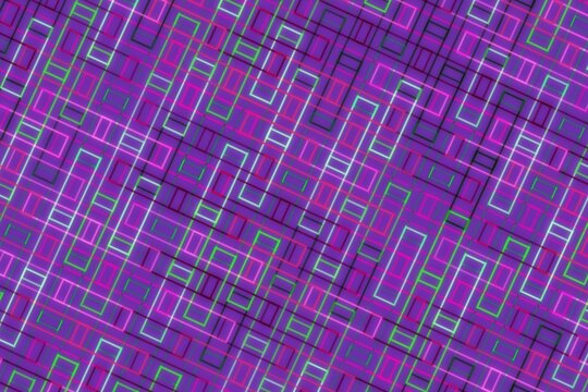 Abstract purple digital pattern with glowing lines and rectangles