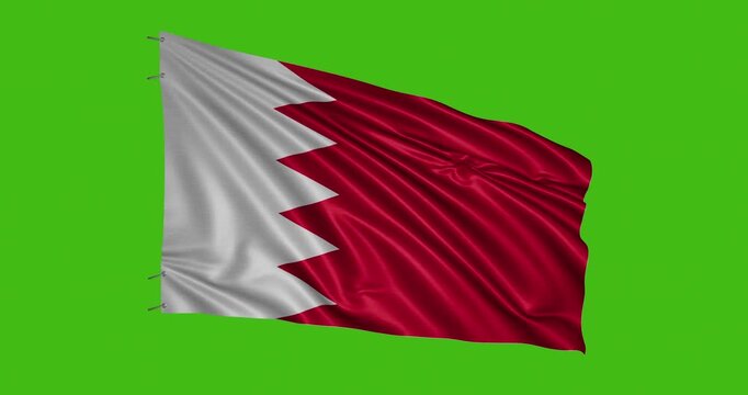 Bahrain flag waving with green background