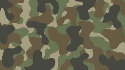 Naklejka premium Seamless Military Camouflage Background Texture with Woodland Green and Brown Organic Pattern for Tactical, Outdoor and Military Designs