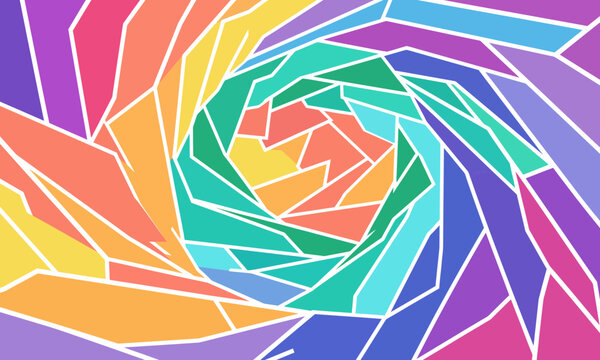 Colorful abstract swirling pattern with vibrant gradient design isolated on transparent background, Vector Stained glass mosaic background design new 2026