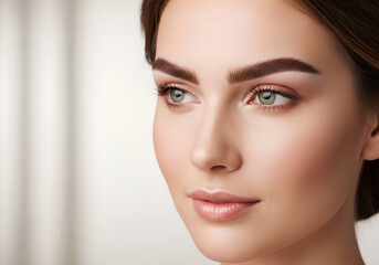 Fototapeta premium Beautiful young woman with healthy skin and professional makeup