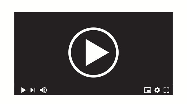 Play button on black video player interface