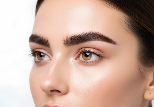 Close up of woman with professionally groomed eyebrows and clean skin