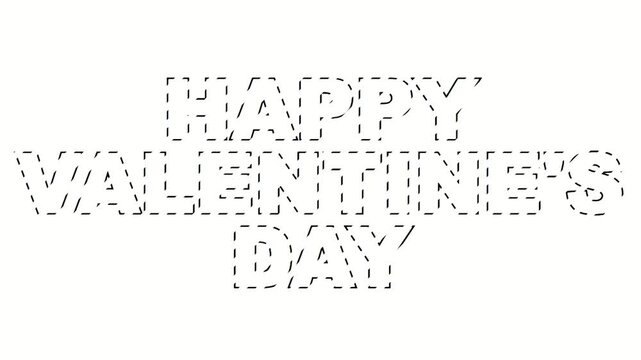 Happy valentines day text outline on white background an greeting