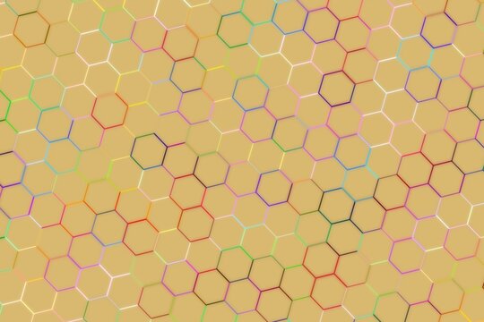 Abstract hexagon pattern on beige background