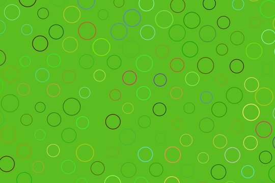 Colorful circles on green background for design and decoration