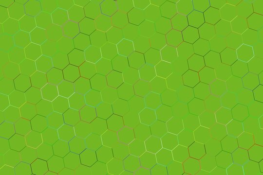 Green hexagon pattern with connected shapes on a bright background