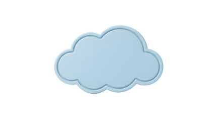 Fototapeta premium A softly textured light blue cloud form is isolated on a plain white backdrop evoking ideas of peaceful weather dreamy states or fanciful imagination