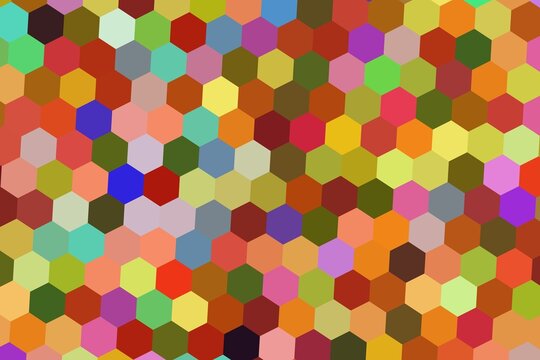 Colorful hexagon mosaic pattern with vibrant shades