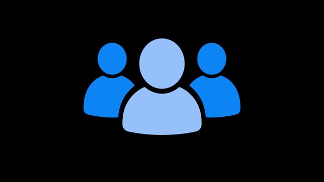 Animated group icon changing from single user to community team silhouette.