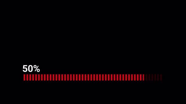 Progress bar indicator loading 100 increasing percentage animation. 4K Alpha Channel footage animation video