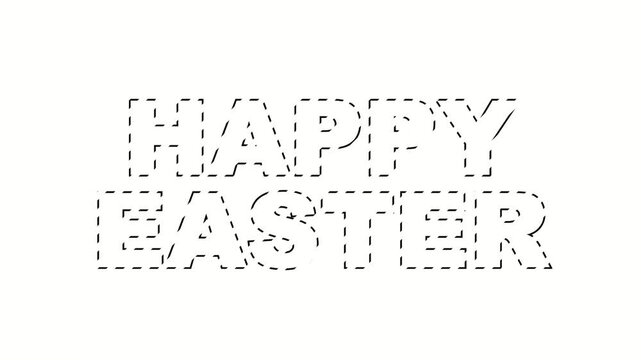 Happy easter text outline greeting on white background an happy