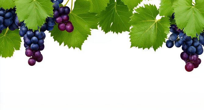 Grape fruits and leaves arranged as a frame