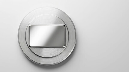 Obraz premium Chrome payment card floating on reflective platform