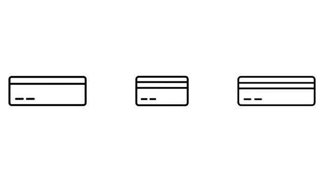 Credit cards icons collection isolated on white background outline simple payment symbols.