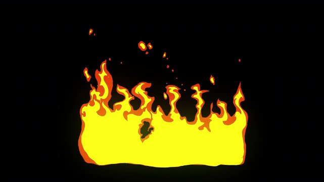 Cartoon drawn fire with transparent background