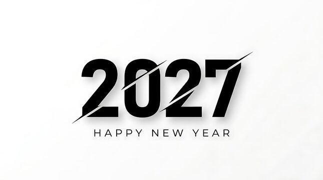 Modern 2027 New Year celebration design with bold typography and clean background.