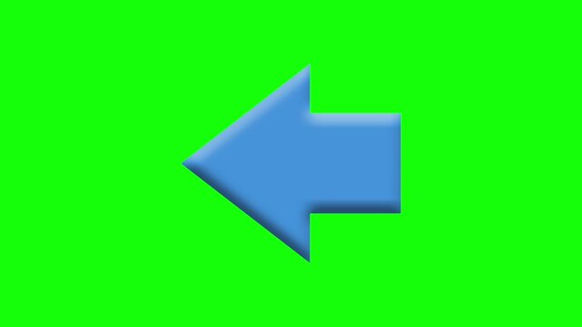 Blue Left Arrow Direction Pointer Navigation Back Indicator Icon Animation on Green Screen Background
