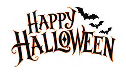 Happy halloween elegant typographic sign with flying bats halloween typography celebration seasonal lettering decoration isolated creative tradition celebrate flourish © Md