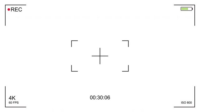 4K camera HUD viewfinder with white background.
