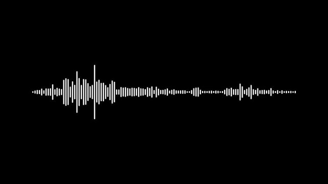 Music waves oscillation modern.Sound waveform spectrum animation on black background.abstract white audio spectrum wave animation, music sound frequency visualizer.4k video