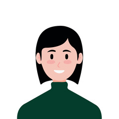 Avatar wanita dengan rambut lurus, gaya ilustrasi datar © Vani