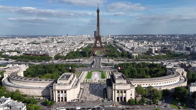 Eiffel Tower In Paris Island Of France France. Breathtaking Aerial View Of Seine River In Capital Of France. Downtown Cityscape. District Skyline. Paris Island of France.