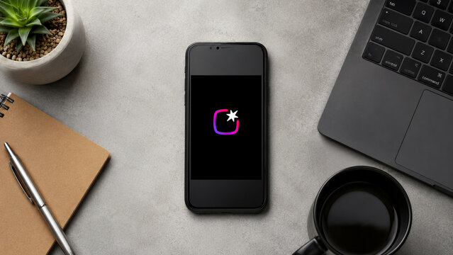 In this photo illustration, a  smartphone displays the Instants by Instagram app logo on a minimalist office desk, in Guwahati, India on 13 August 2026.