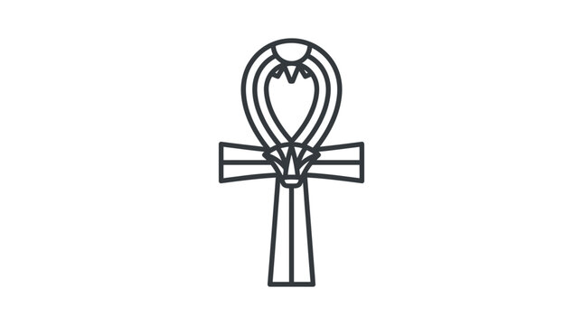 Stylized ankh cross life symbol line art.