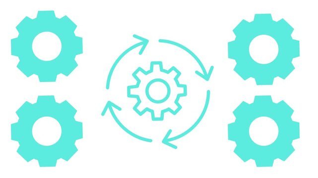 System gear icon on blue and white background