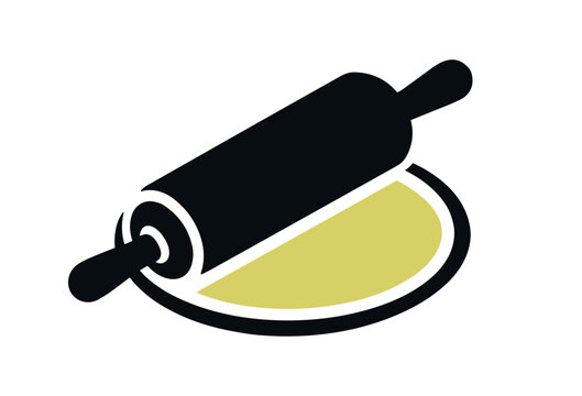 Rolling Pin with Rolled Dough &ndash; Baking and Pastry Isolated Editable Vector on Transparent Background