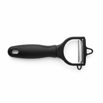 Black Vegetable Julienne Peeler Isolated on a full white background.