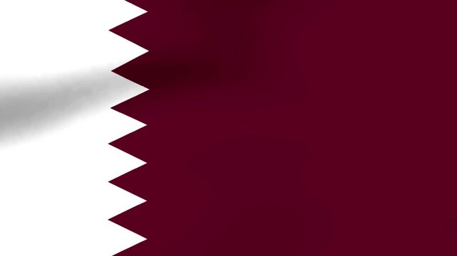 Waving flag of Qatar with a deep maroon and white design representing the sovereign Middle Eastern nation