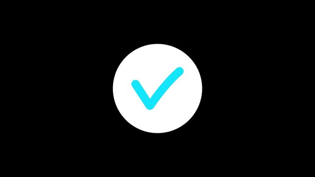 Animated check mark symbol showing success and approval. Clean smooth green tick motion with transparent alpha background. Ideal for UI feedback, app notifications, explainer video overlays and motion